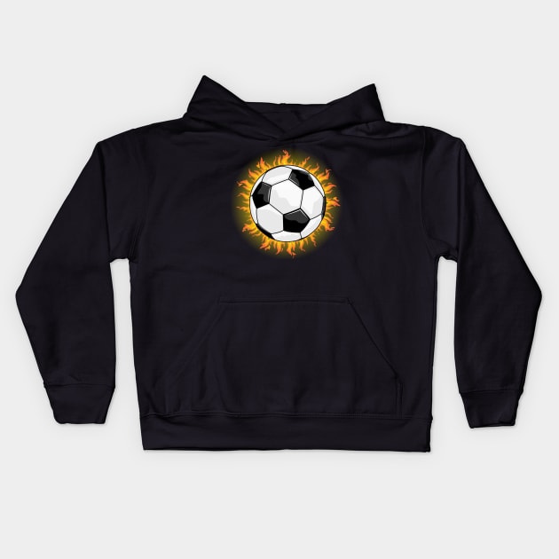 Soccer Ball On Fire Kids Hoodie by Designoholic